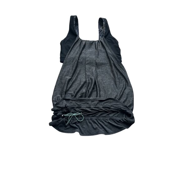 Lululemon Tank Top Built-In Shelf Bra Drawstring Cinch Patterned Strap Gray W 6 - Picture 7 of 10